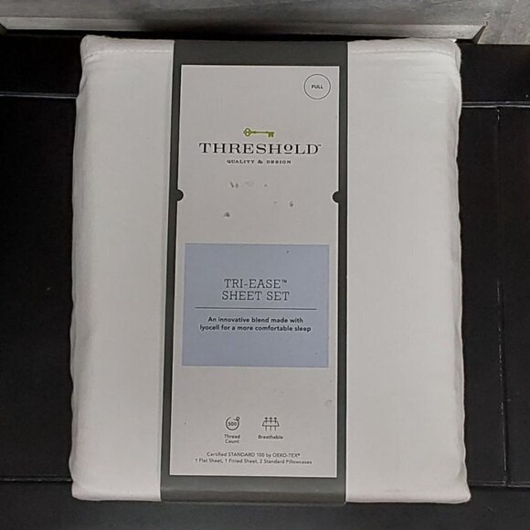 500 Thread Count Tri-Ease Solid Sheet Set White | Full | Threshold™ - Picture 1 of 7